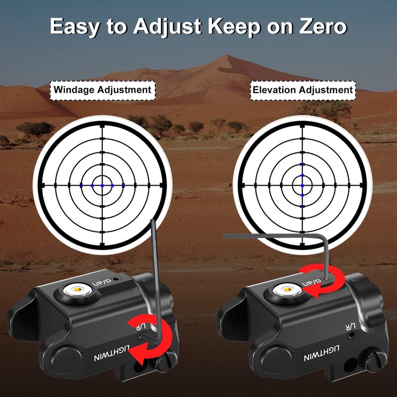 LIGHTWIN Red/Green/Blue Laser Sight, Aluminum Ultra Low Profile Compact Picatinny Mount Laser Dot Sight, Strobe Mode Available, Magnetic USB Rechargeable Beams for Taurus G2c G2s G3 G3c - Image 5
